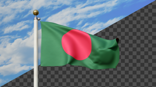 Videohive - Bangladesh Flag Waving on a Flag Pole, Alpha Included - 47745464 - 47745464