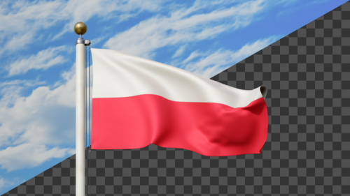 Videohive - Poland Flag Waving on a Flag Pole, Alpha Included - 47745465 - 47745465