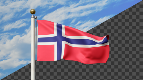 Videohive - Norway Flag Waving on a Flag Pole, Alpha Included - 47745466 - 47745466