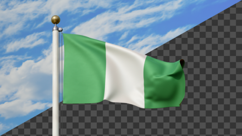 Videohive - Nigeria Flag Waving on a Flag Pole, Alpha Included - 47745472 - 47745472