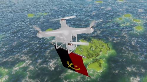 Videohive - The Drone Flying With Angola Flag Above The Sea - 47749644 - 47749644