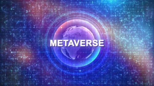 Videohive - Metaverse Concept on Futuristic Cyberspace Background with HUD, Numbers, and Globe - 47741866 - 47741866