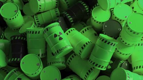 Videohive - Dump of Green and Black Barrels with Nuclear Radioactive Waste Danger of Radiation Contamination of - 47744561 - 47744561