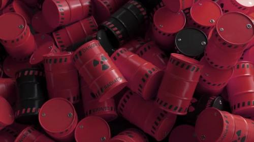 Videohive - Dump of Red and Black Barrels with Nuclear Radioactive Waste Danger of Radiation Contamination of - 47744569 - 47744569