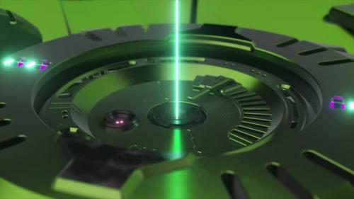 Videohive - Digital Technological Futuristic Background The Laser Shines From a Metal Scifi Mechanism 3d - 47744937 - 47744937