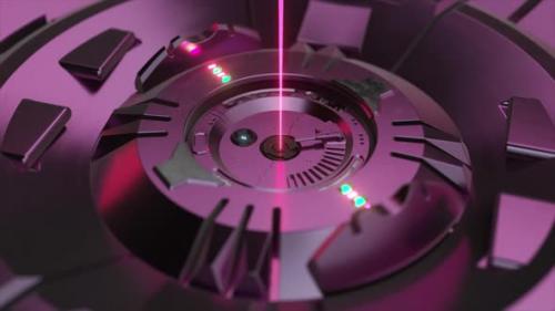 Videohive - Digital Technological Futuristic Background The Laser Shines From a Metal Scifi Mechanism 3d - 47744966 - 47744966