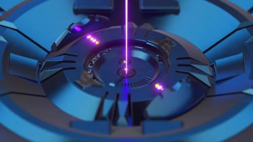 Videohive - Digital Technological Futuristic Background The Laser Shines From a Metal Scifi Mechanism 3d - 47745207 - 47745207