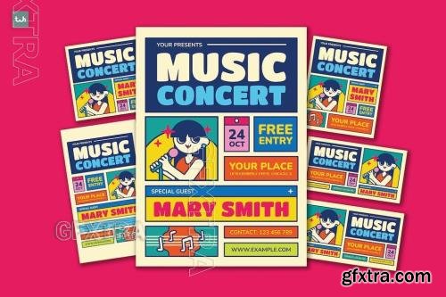 Flat Colorful Music Concert Flyer Set | 003 ZDMQAPF