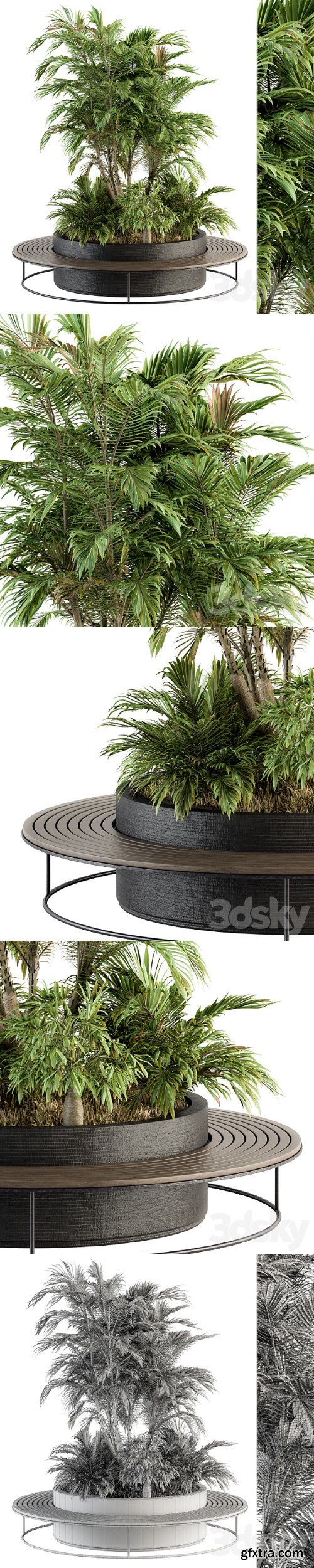 Urban Furniture / Architecture Bench with Plants- Set 16