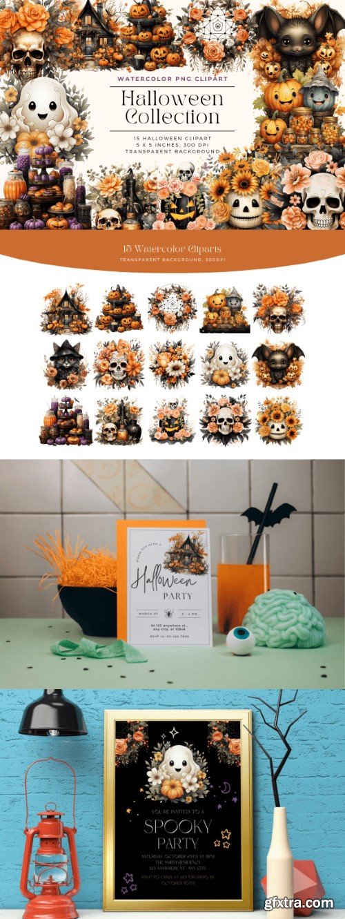 Watercolor Halloween Cliparts