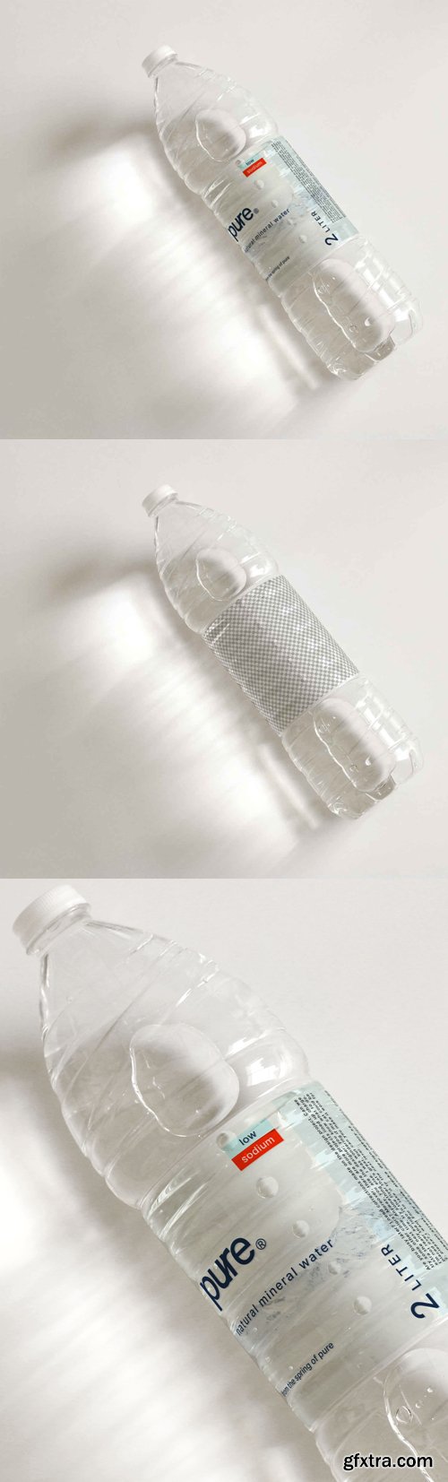 Plastic Water Bottle + Shadows & Light Reflections - PSD Mockup Template