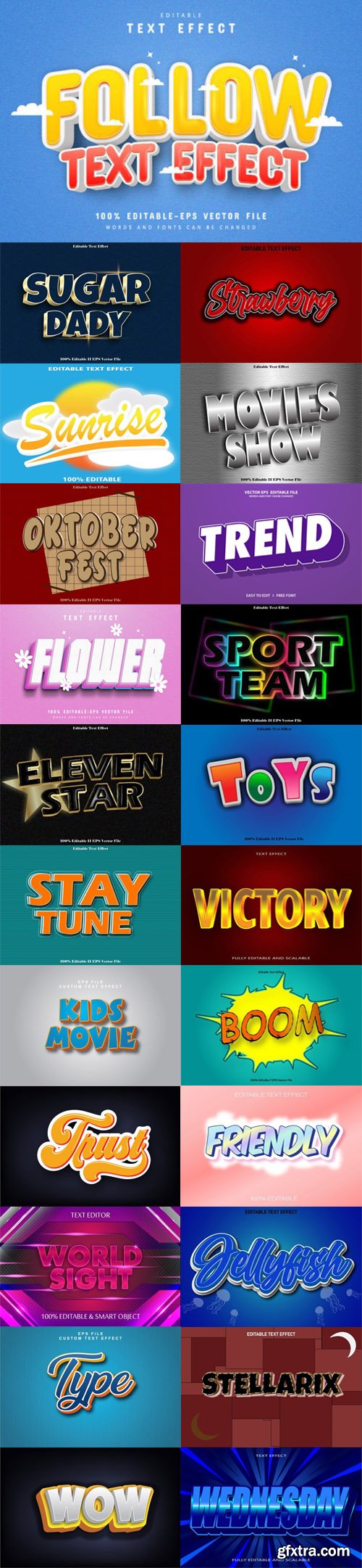 20+ 3D Editable Vector Text Effects Collection