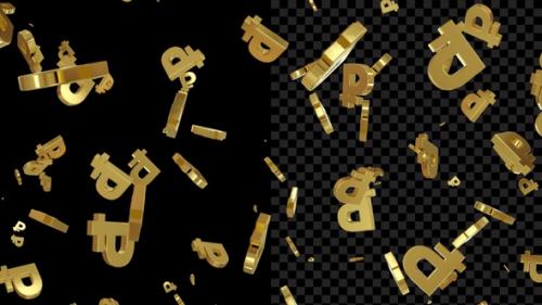 Videohive - Golden Ruble Symbol Flying Alpha Loop V4 - 47787509 - 47787509