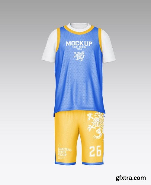 Set Basketball Kit with Internal T-shirt Mockup YDVJMYZ