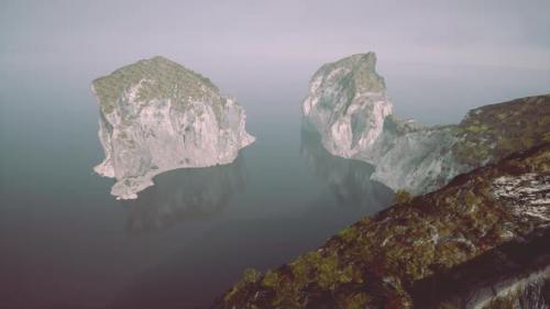 Videohive - Aerial View on White Stones on Ocean Bottom and Chalk Cliffs - 47787718 - 47787718