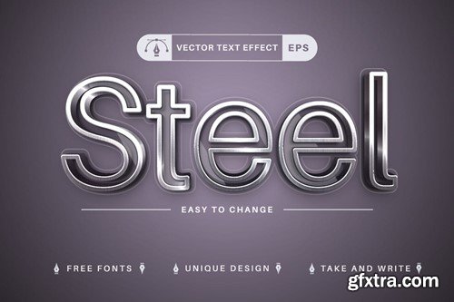 Realistic Steel - Editable Text Effect, Font Style AS4GVET