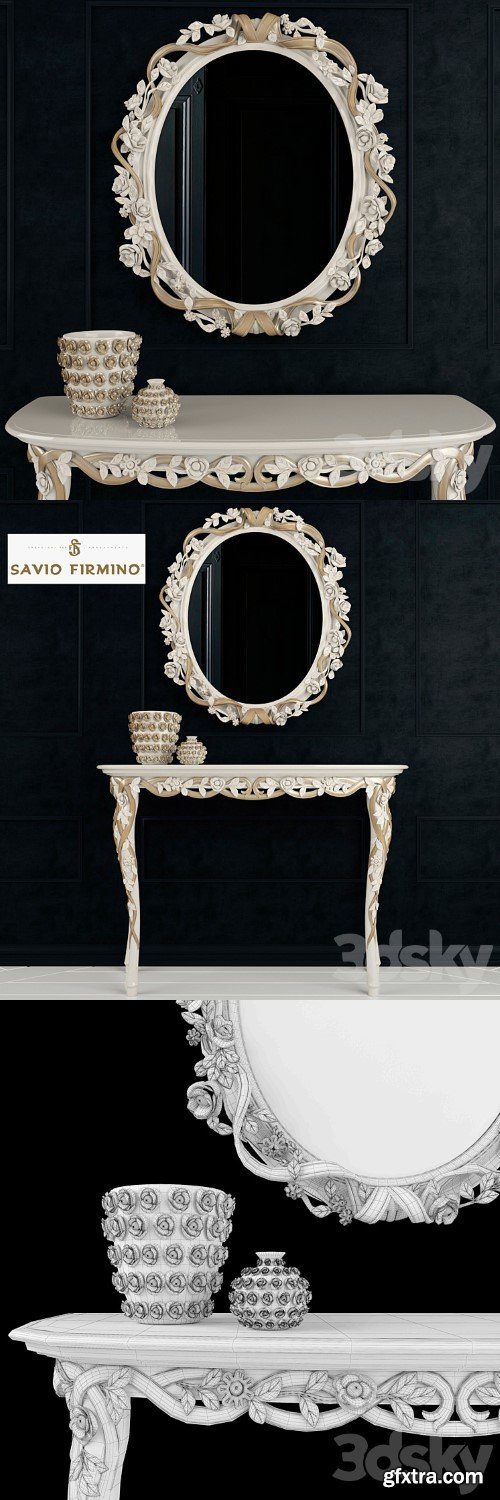 Savio Firmino Console 3125, Mirror 4484, Vazes