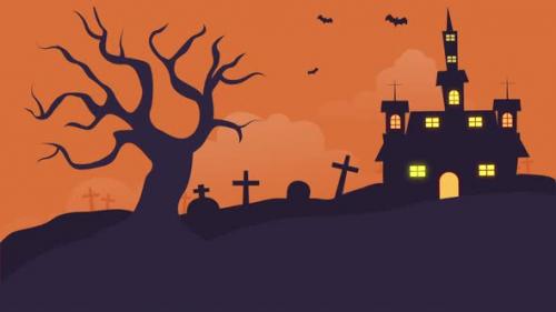 Videohive - Happy Halloween Landscape Background On Orange - 47767272 - 47767272