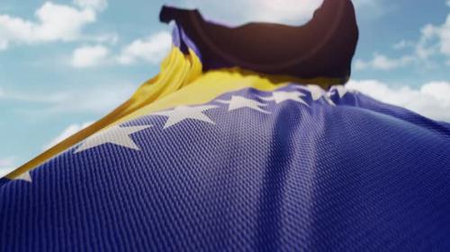 Videohive - Wavy Flag of Bosnia and Herzegovina Blowing in the Wind in Slow Motion Waving Colorful Bosnia and - 47767412 - 47767412