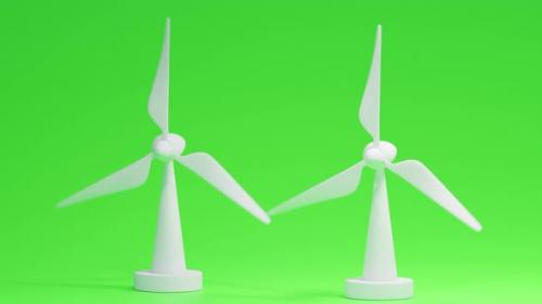 Videohive - 3d Illustration of a wind turbine on a Green background - 47772084 - 47772084