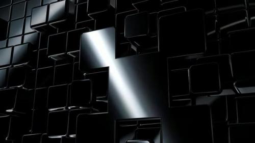 Videohive - Black Intro Background with Reflection Effect, Luxury Style, 3D Render, Geometric Figures, Shapes - 47783500 - 47783500