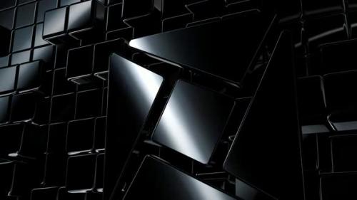 Videohive - Black Intro Background with Reflection Effect, Shapes, 3D Render, Luxury Style, Geometric Figures - 47783505 - 47783505