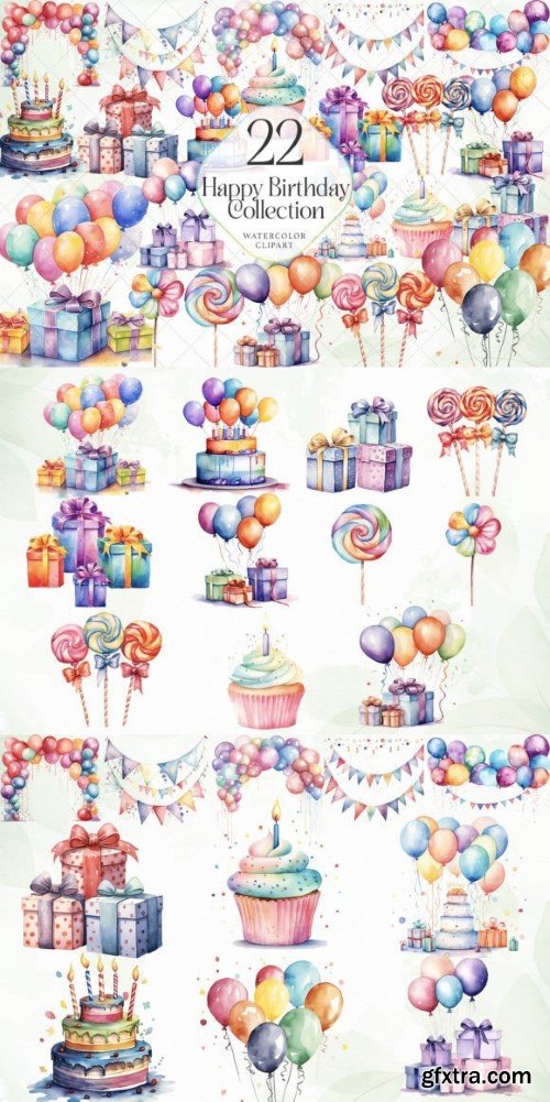 Happy Birthday Collection Watercolor