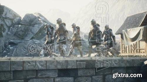 Medieval Knights Cross A Bridge 1549066