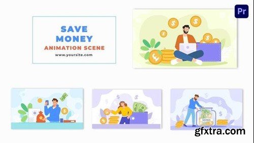 Videohive Animated Money Saving Scene with Flat Characters 47881292