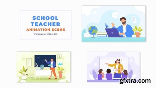 Videohive Educational Animation with the Lecturer and Students Flat Character 47865091