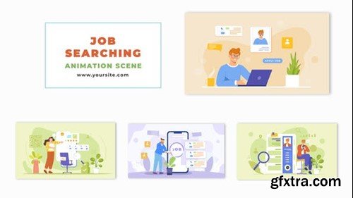 Videohive Online Job Searching Flat Character Animation Scene 47869111
