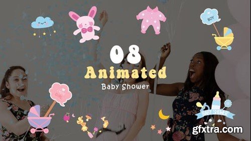 Videohive Cartoon Animation of Baby Shower Design Elements 47872095