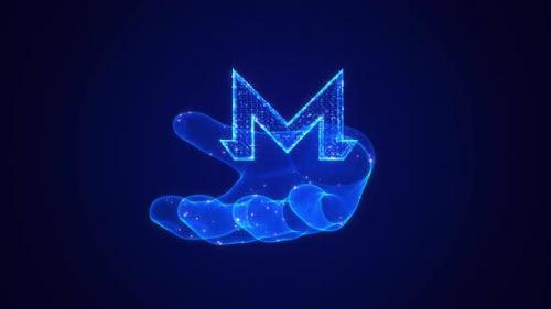 Videohive - Monero Icon In Hand Hologram - 47761862 - 47761862