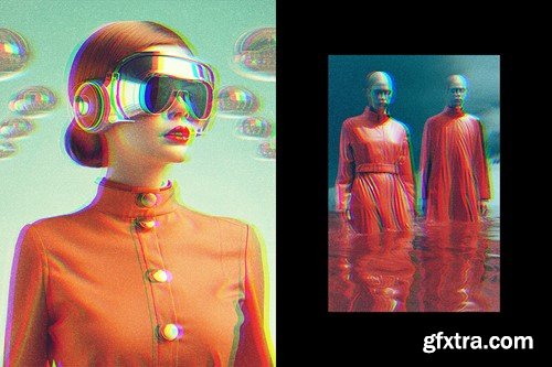 Futuristic Glitch Poster Photo Effect XKTRR4T