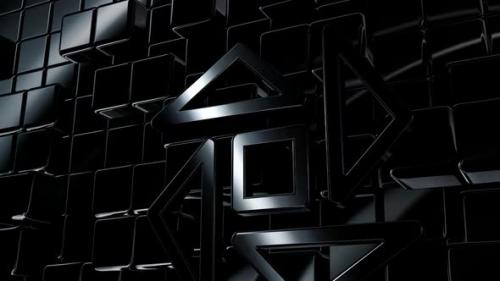 Videohive - Black Intro Background with Reflection Effect, Shapes, 3D Render, Geometric Figures, Luxury Style - 47783507 - 47783507