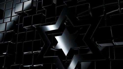 Videohive - Black Intro Background with Reflection Effect, Shapes, Geometric Figures, 3D Render, Luxury Style - 47783508 - 47783508