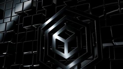 Videohive - Black Intro Background with Reflection Effect, Geometric Figures, Shapes, 3D Render, Luxury Style - 47783517 - 47783517