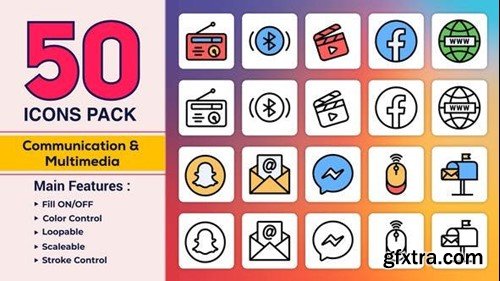 Videohive Dual Icons Pack - Communication & Multimedia 47737917