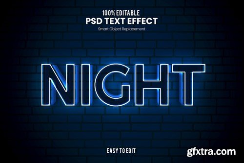 Night - Blue Neon 3D Text Effect HB2TR63