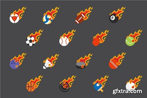 sports fire ball elements illustration Pack WVHEKVZ