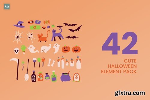 Cute Handrawn Halloween 42 Element Pack | 003 MSSLWV7