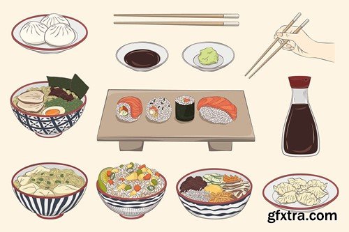 Asian Food Illustrations Q66S9A9