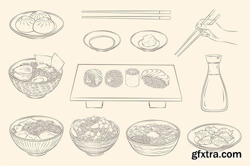 Asian Food Illustrations Q66S9A9