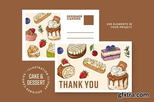 Cakes and Dessert Clipart Illustration FXVEU6T