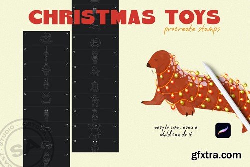 Christmas Toys Procreate Stamps YCGX24M