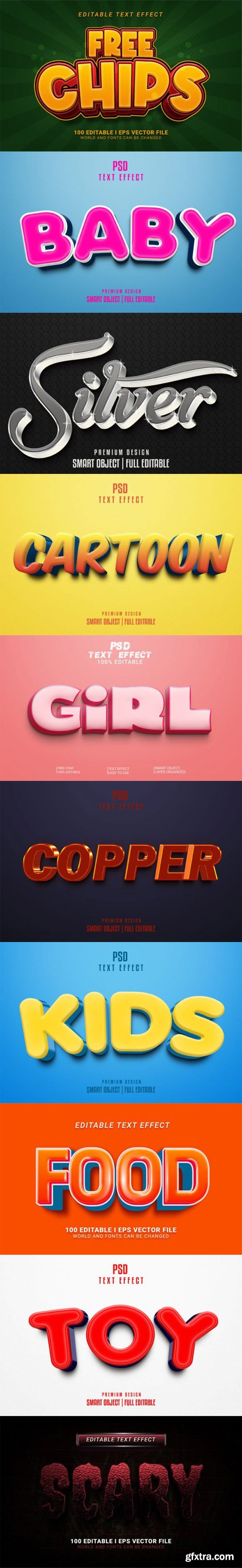 3D Editable Text Effects - 10 Photoshop Styles