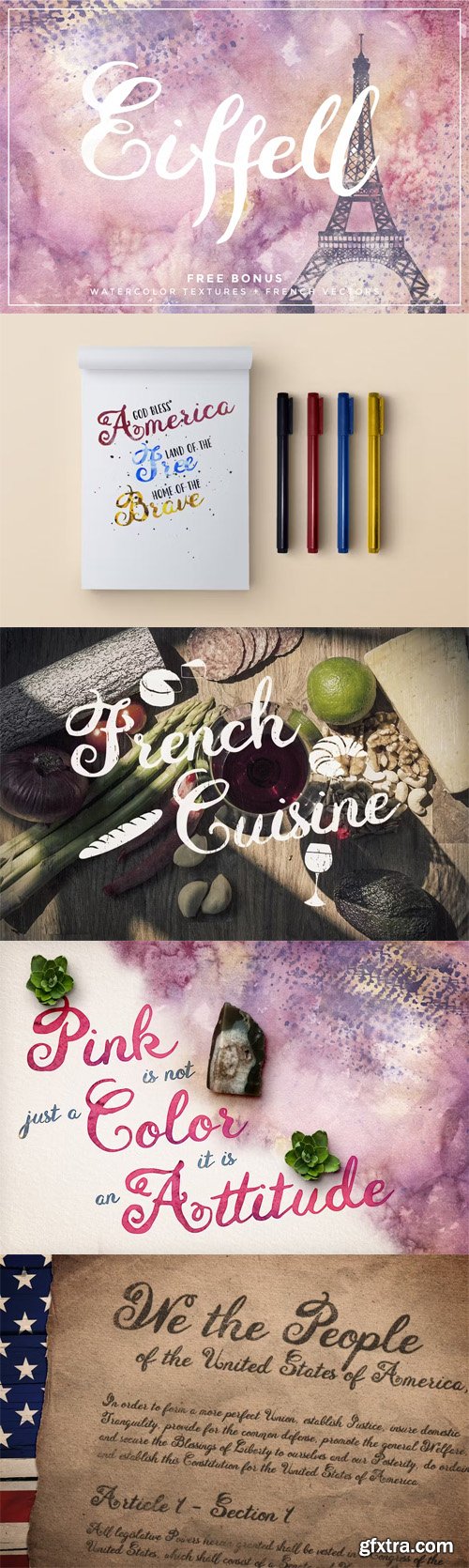 Eiffell Script Brush Font +Extras