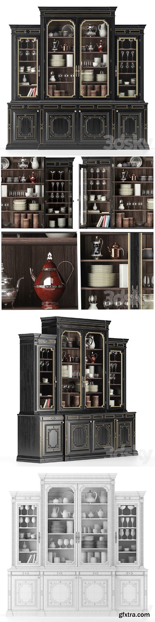 Large cabinet with dishes