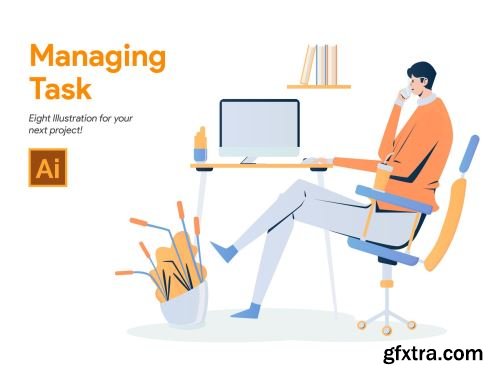 Businessman Working and Managing Task Illustration Concept Ui8.net