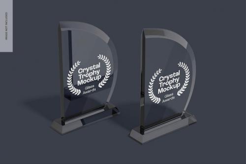 Premium PSD | Crystal trophies mockup, perspective Premium PSD